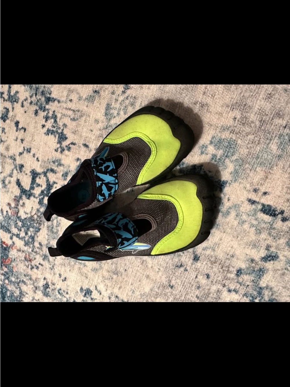 Kids Lime Green and Black Water Shoes